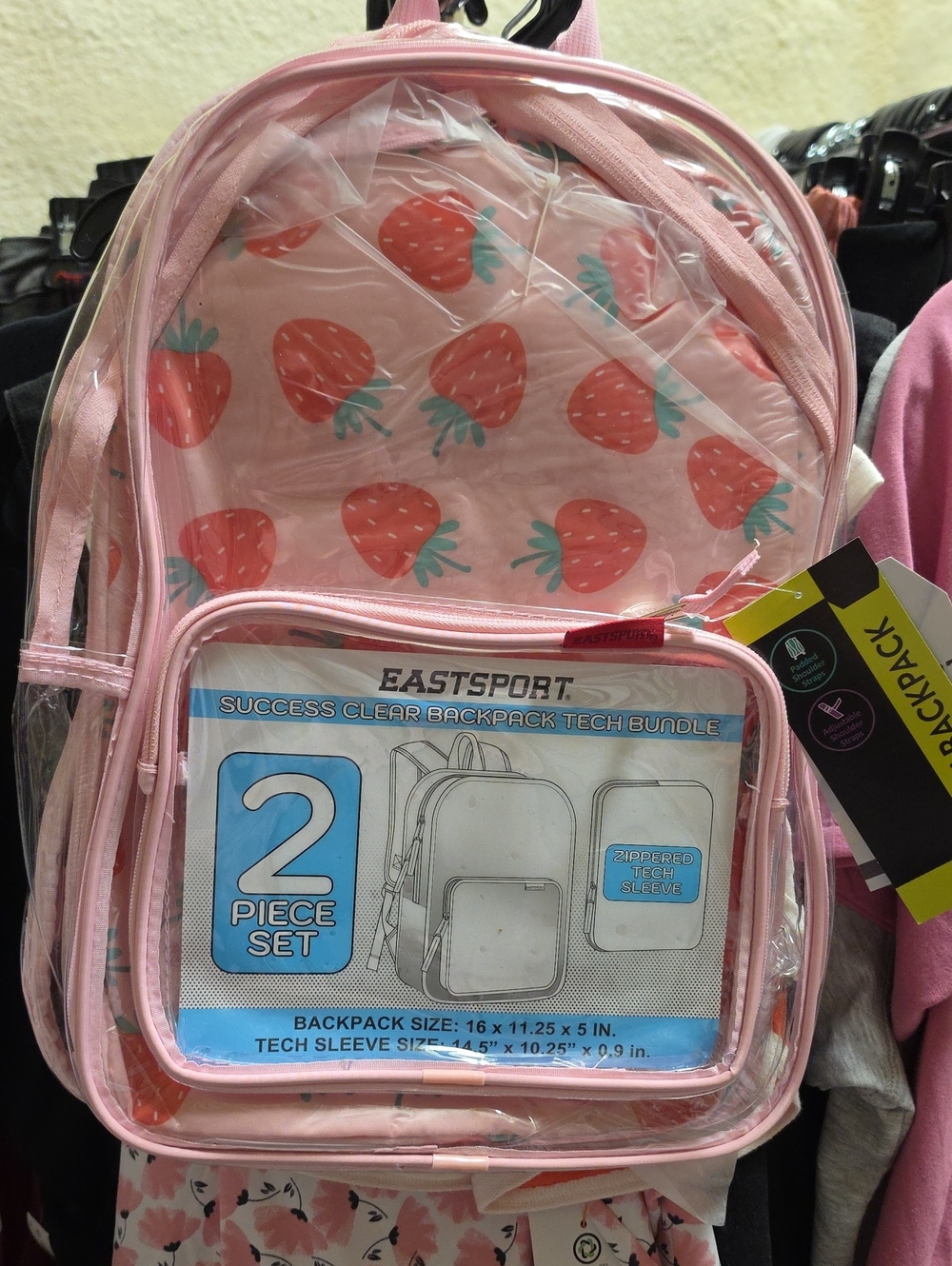 Nwt Clear Pink Strawberry Clear Backpack - 2 Piece Set